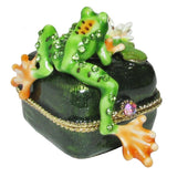 Mini Frog Jeweled Trinket Box Austrian Crystals
