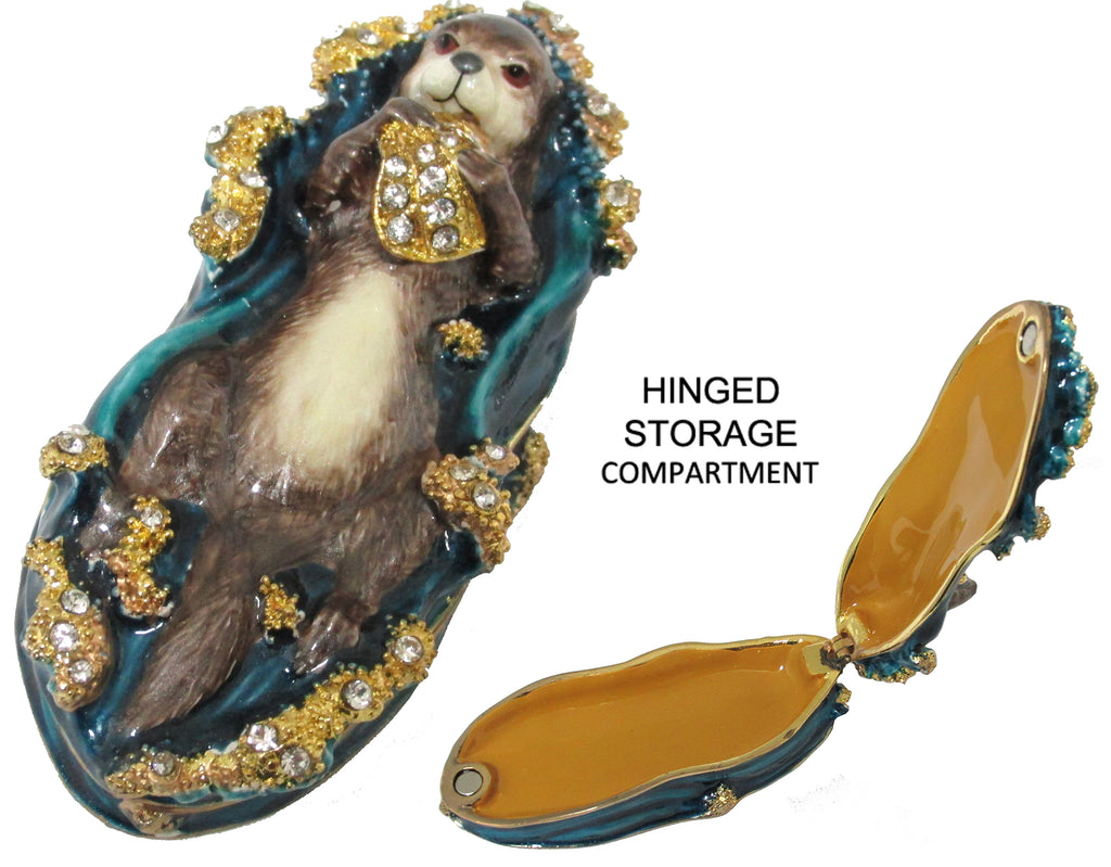 Sea Otter Jeweled Trinket Box with Austrian Crystals