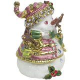 Snowman Jeweled Trinket Box Austrian Crystals,