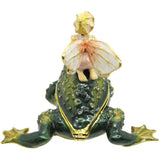 Fairy Giant Frog Jeweled Trinket Box Austrian Crystals