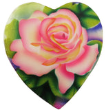 Capiz Shell Trinket Box, 3" Heart, Pink Rose
