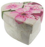 Capiz Shell Trinket Box, 3" Heart, Cherry Blossom