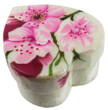 Capiz Shell Trinket Box, 3" Heart, Cherry Blossom