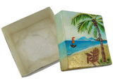 Capiz Shell Trinket Box, 3", Palm Tree / Beach
