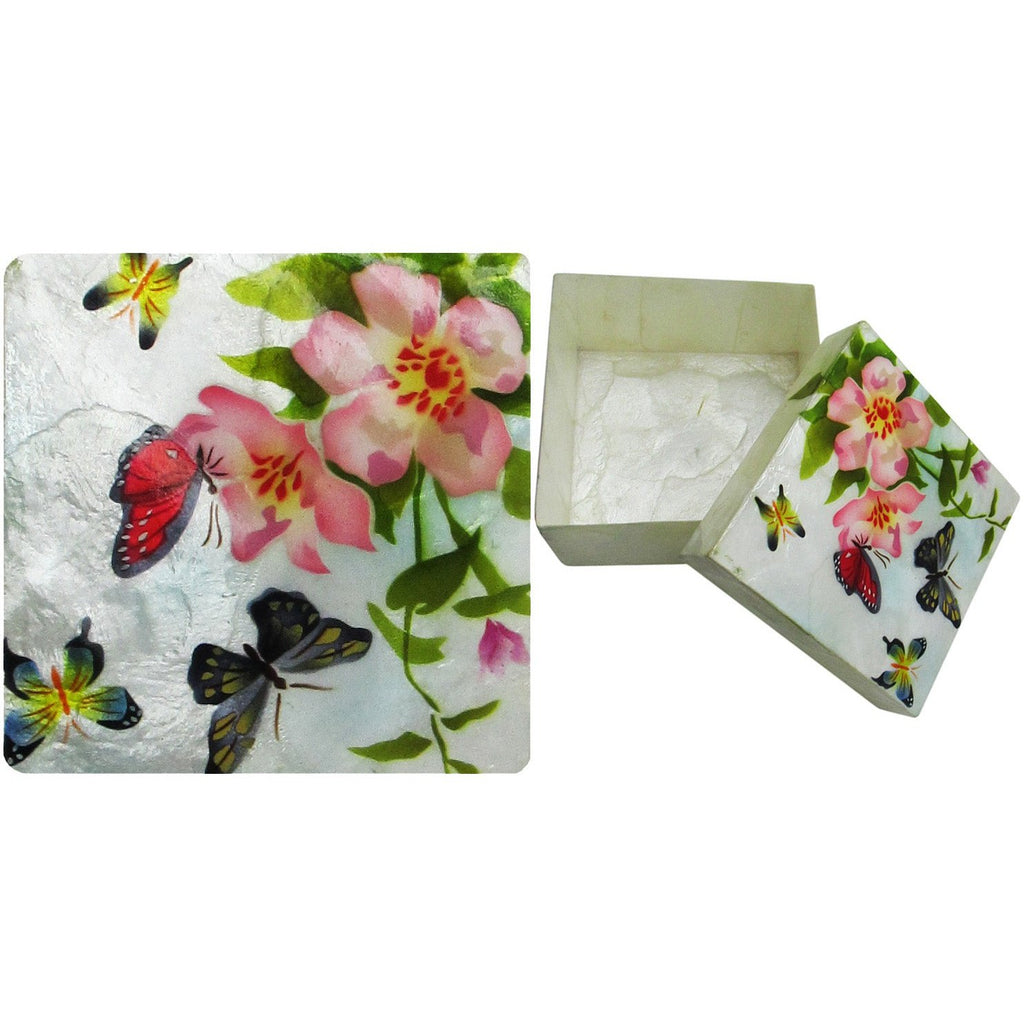 Capiz Shell Trinket Box, ", Butterflies