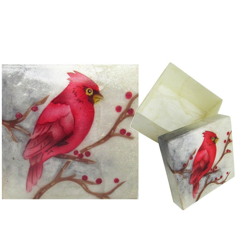 Capiz Shell Trinket Box, ", Cardinal