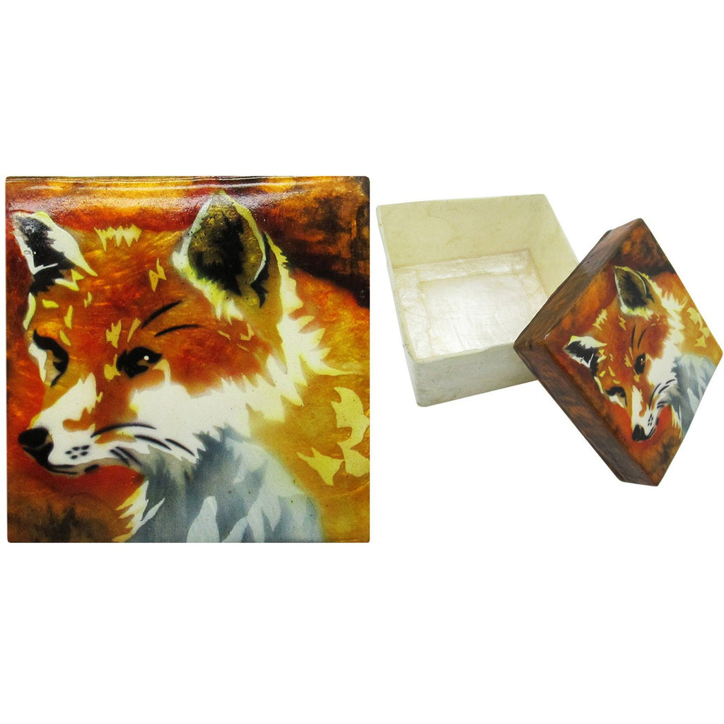 Capiz Shell Trinket Box, ", Red Fox