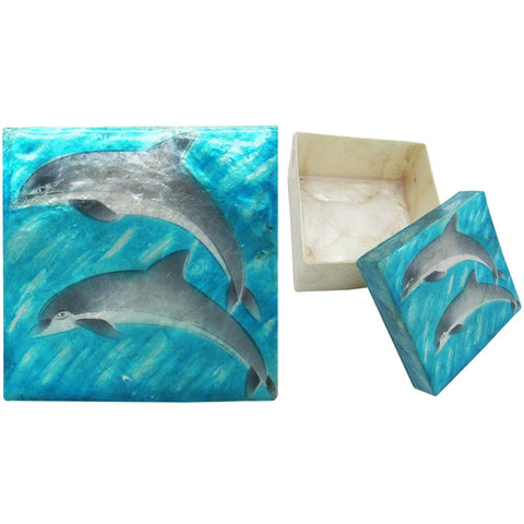 Capiz Shell Trinket Box, ", Dolphins
