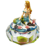 Mermaid Glass Jeweled Trinket Box