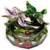 Hummingbird Glass Jeweled Trinket Box