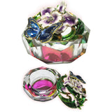 Butterfly Flower Glass Jeweled Trinket Box
