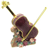 Violin Jeweled Trinket Box Austrian Crystals