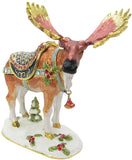 Holiday Moose Jeweled Trinket Box Austrian Crystals