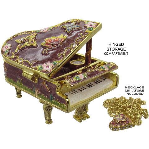 Piano Jeweled Trinket Box Austrian Crystals,