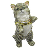 Earl Grey Cat Jeweled Trinket Box Austrian Crystals