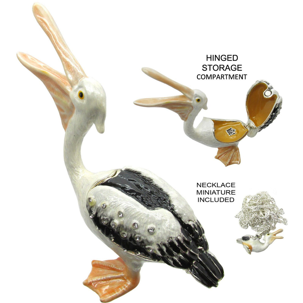 Pelican Jeweled Trinket Box Austrian Crystals,