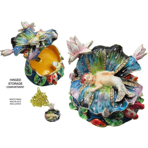 Mermaid Baby Cradle Jeweled Trinket Box Austrian Crystals, Ltd Ed.