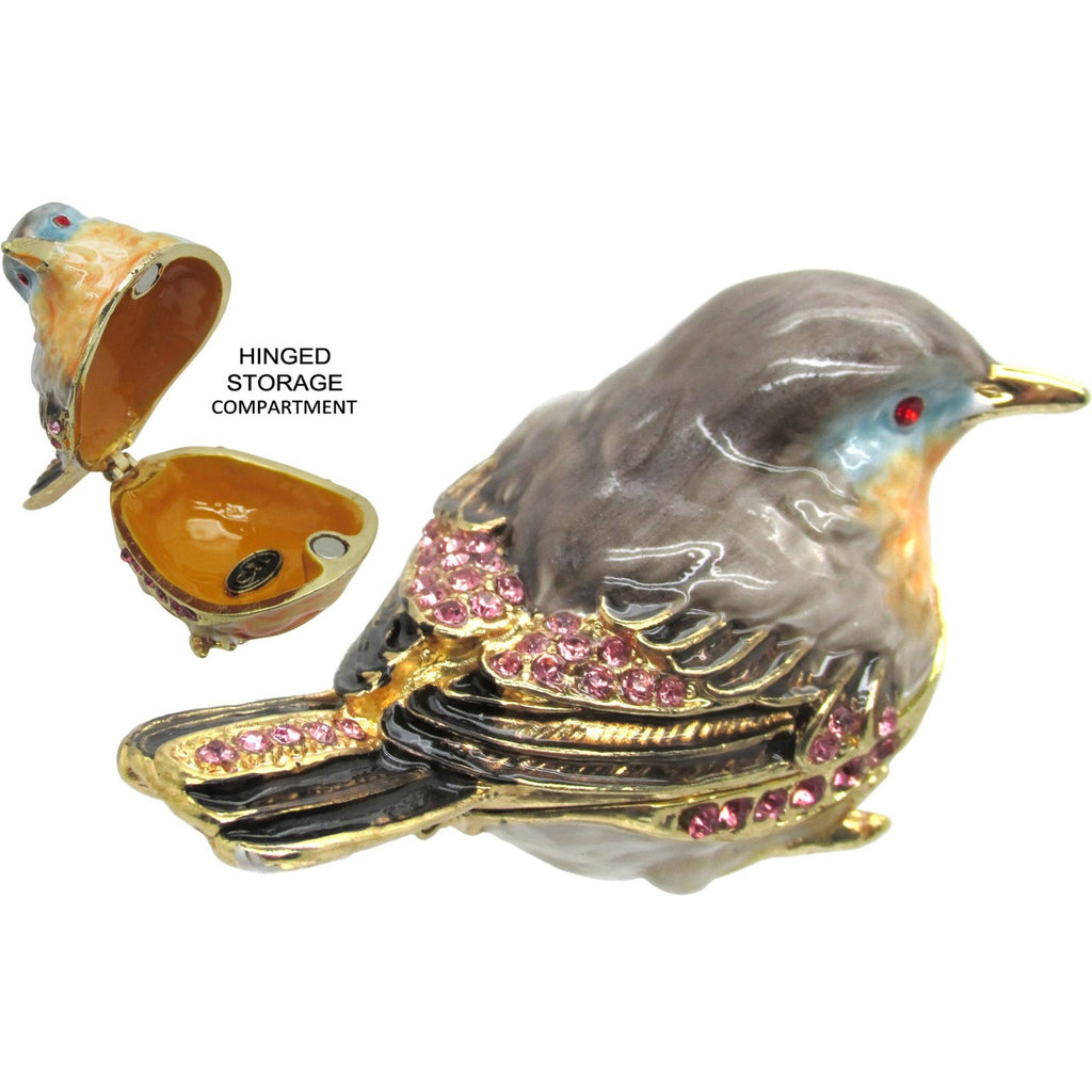 Sparrow Jeweled Trinket Box SWAROVSKI Crystals,