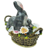 Bunny Rabbits Basket Jeweled Trinket Box SWAROVSKI Crystals