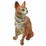 Large Orange Cat Jeweled Trinket Box Austrian Crystals