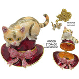 Cat Hat Jeweled Trinket Box Austrian Crystals
