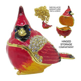 Baby Cardinal Jeweled Trinket Box Austrian Crystals