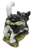 Cat Butterfly Jeweled Trinket Box Austrian Crystals, Black