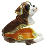 Boxer Puppy Jeweled Trinket Box Austrian Crystals