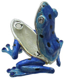Tree Frog Jeweled Trinket Box Austrian Crystals, Blue