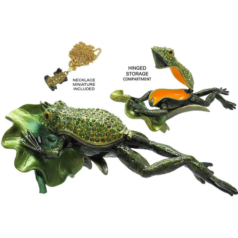 Frog Jeweled Trinket Box Austrian Crystals