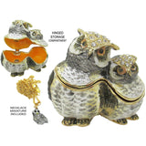 Mama Baby Owl Jeweled Trinket Box Austrian Crystals