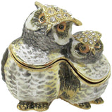Mama Baby Owl Jeweled Trinket Box Austrian Crystals