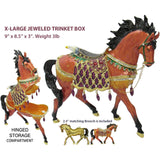 X-Large Horse Jeweled Trinket Box Austrian Crystals, Brown