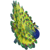 X-Large Peacock Jeweled Trinket Box Austrian Crystals, Open Feathers