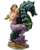 Mermaid / Seahorse Jeweled Trinket Box with Austrian Crystals #2