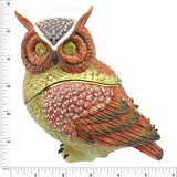 X-Large Great Horned Owl Jeweled Trinket Box Austrian Crystals