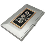 Southwestern Card Holder, Diamond Cut Copper Medallion Inlay, Floral