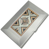 Southwestern Card Holder, Diamond Cut Copper Medallion Inlay, Starburst
