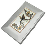 Southwestern Card Holder, Diamond Cut Copper Medallion Inlay, Hummingbird