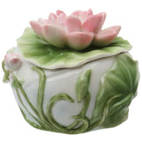 Fine Porcelain Trinket Box, Lotus Flower