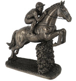 Cold Cast Bronze Sculpture, Jumping Horse and Jockey