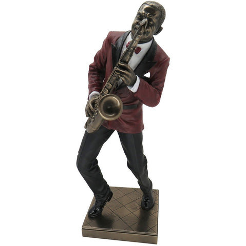 Jazz Band Bronze Sculpture, Red Suit, Saxophone Player
