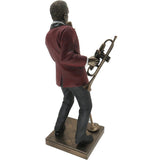 Jazz Band Bronze Sculpture, Red Suit, Singer Trumpet