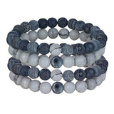 Natural Stone Beaded Bracelet, Set Howlite, Blue