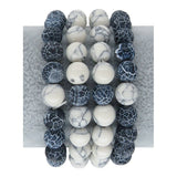 Natural Stone Beaded Bracelet, Set Howlite, Blue