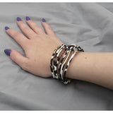 Multi-Layer Wrap Bracelet, Magnetic Clasp, Leopard Print, White/Brown