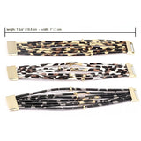 Multi-Layer Wrap Bracelet, Magnetic Clasp, Leopard Print, White/Brown