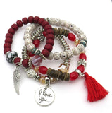 Tassel Love Bracelet Set, pc, Red