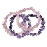 Natural Gemstone Bracelet, Set Amethyst, Rose Quartz