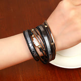 Leather Wrap Bracelet Large Baroque Pearl, Magnetic Clasp, Brown